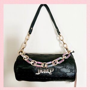 JUICY COUTURE Bling Bling Barrel Handbag Black Gold Chain Bling “JUICY” Logo